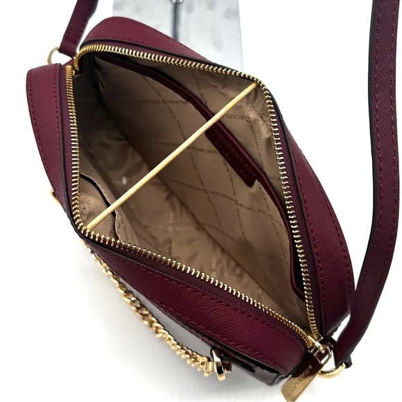 MICHAEL KORS LARGE EW ZIP CHAIN CROSSBODY BAG DARK CHERRY - Picture 9 of 11